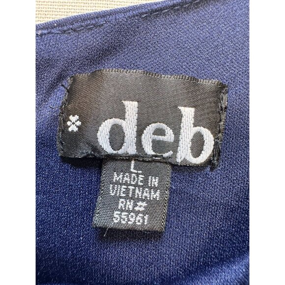 Deb Women's Sparkle Beaded Sequin Cocktail & Party Dress Side Ruched Size L Blue - Picture 3 of 11